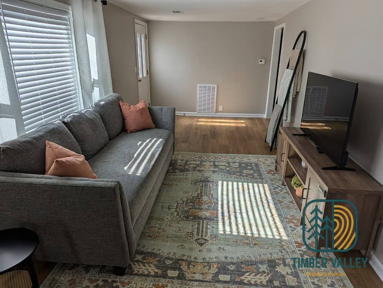 Living room in the Kansas City furnished monthly rental